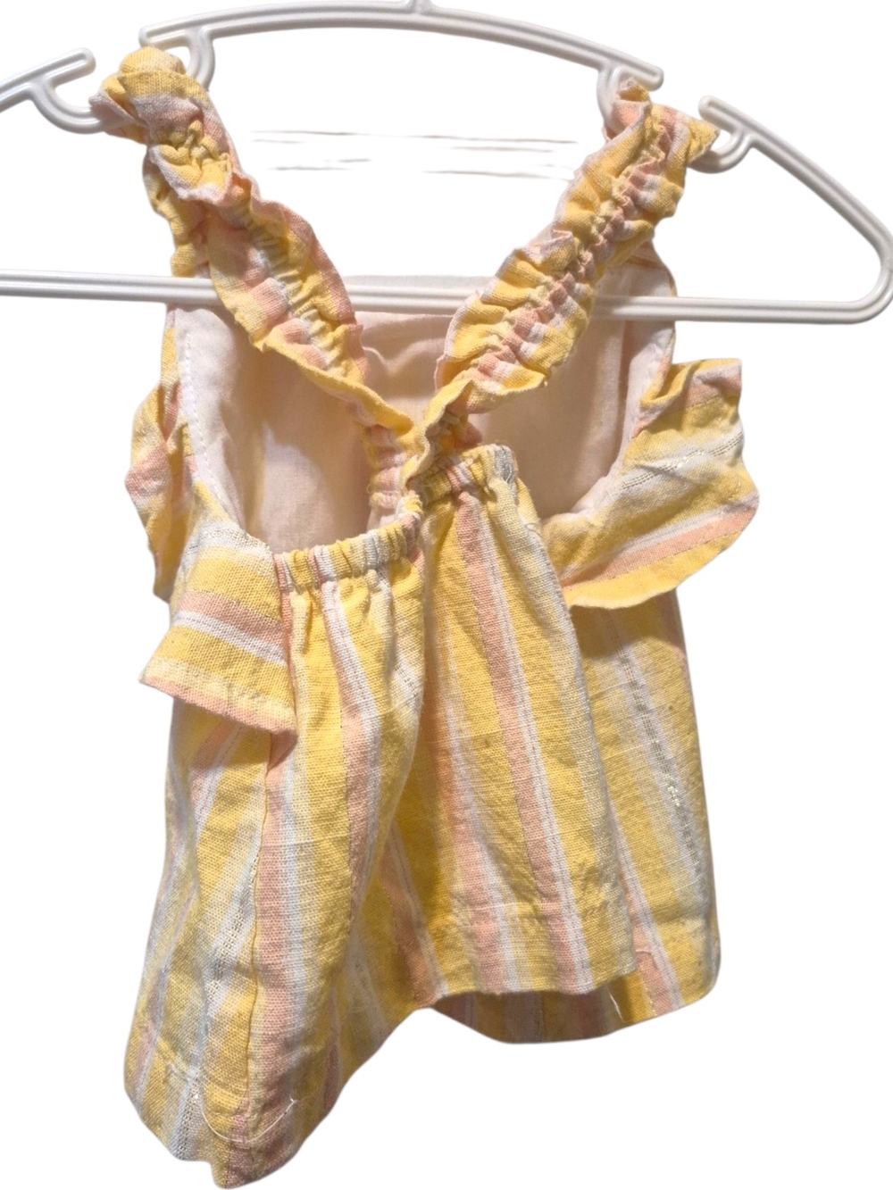btween Yellow & Pink Striped Ruffle Button-Front Tank - Picture 2 of 3